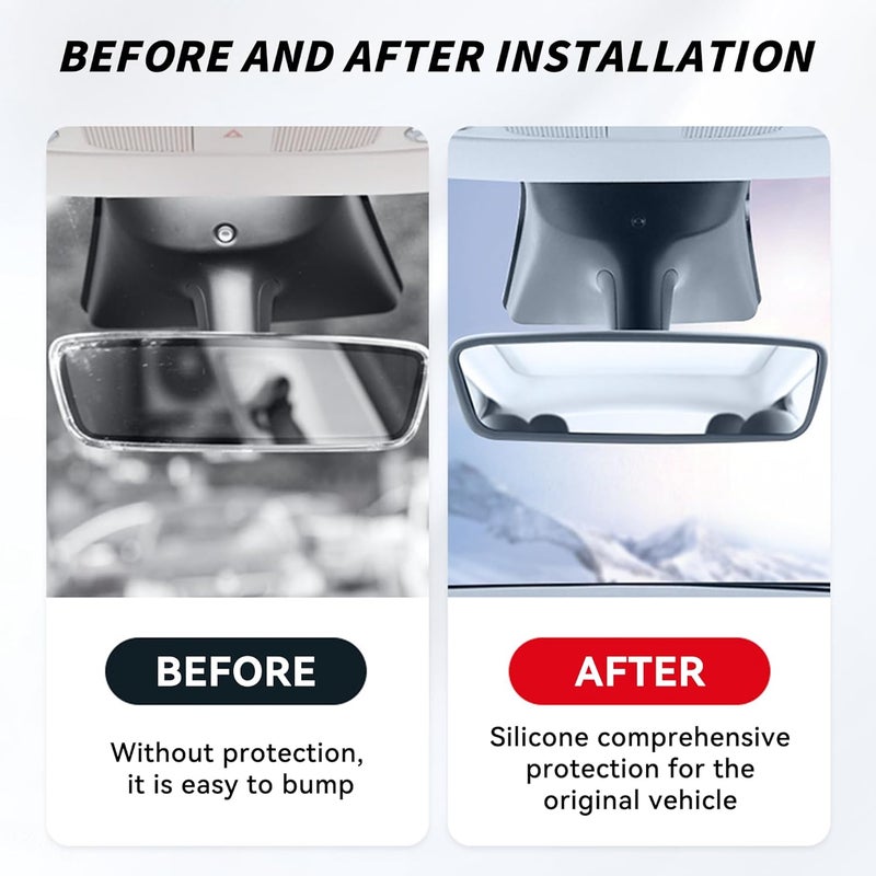 Tioollev Car Rear View Mirror Protector Frame, Silicone Auto Rearview Edge Protection Cover Compatible with Model 3 Model Y, Interior Rear View Trim Frame Decoration, Car Accessories (White) - Image 4
